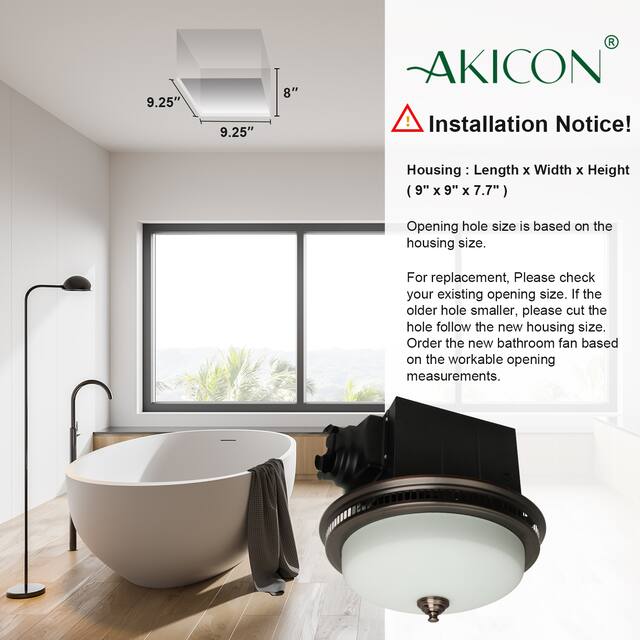 Ultra Quiet Bathroom Exhaust Fan with LED Light and Nightlight 110CFM 1.5 Sone with Glass Cover Oil Rubbed Bronze Finish
