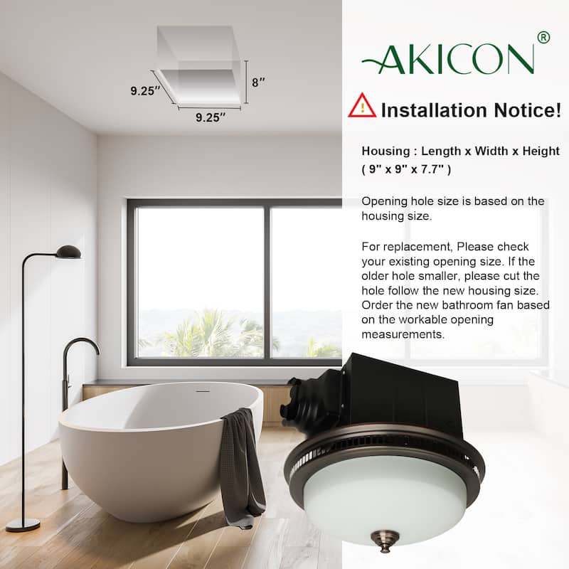 Ultra Quiet Bathroom Exhaust Fan with LED Light and Nightlight 110CFM 1.5 Sone with Round Frosted Glass Cover