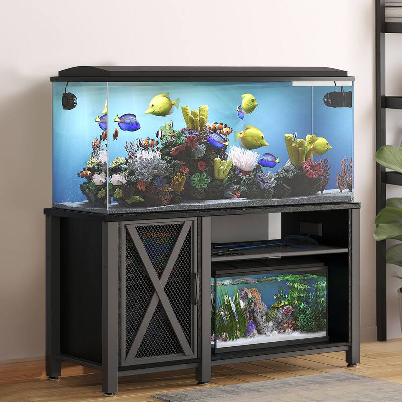 Aquarium Stand Cabinet 40-50/55-75 Gallon Fish Tank Stand with Power Outlets