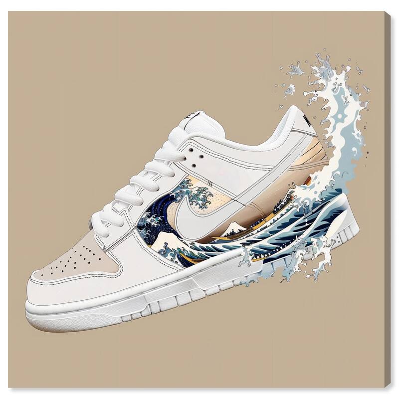 Great Wave Sneaker Splash Canvas by Art Remedy, Gallery Wrapped - 30" x 30"