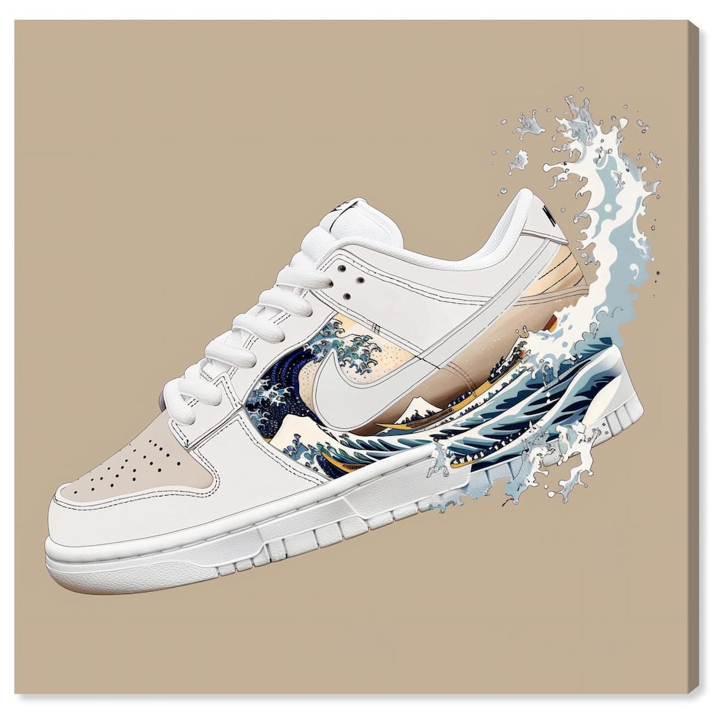 Great Wave Sneaker Splash Canvas by Art Remedy, Gallery Wrapped