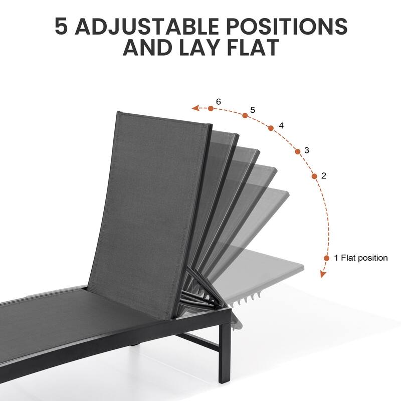 Outdoor Chaise Lounge Set Patio Adjustable Chaise Lounge Chairs with Side Table