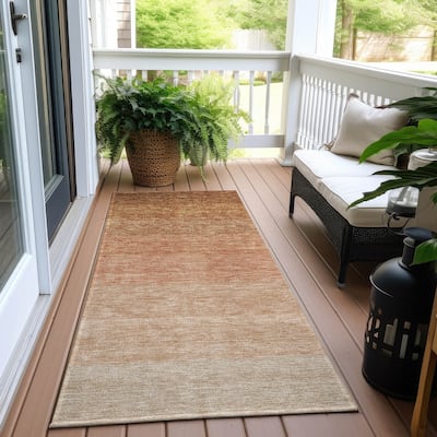 Machine Washable Indoor/ Outdoor Chantille Ombre Solid Rug