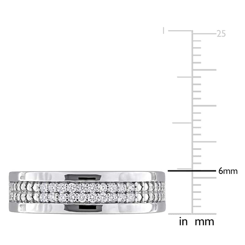 Men's 1/5ct TW Lab-Grown Diamond Double Row Anniversary Band Ring in Sterling Silver
