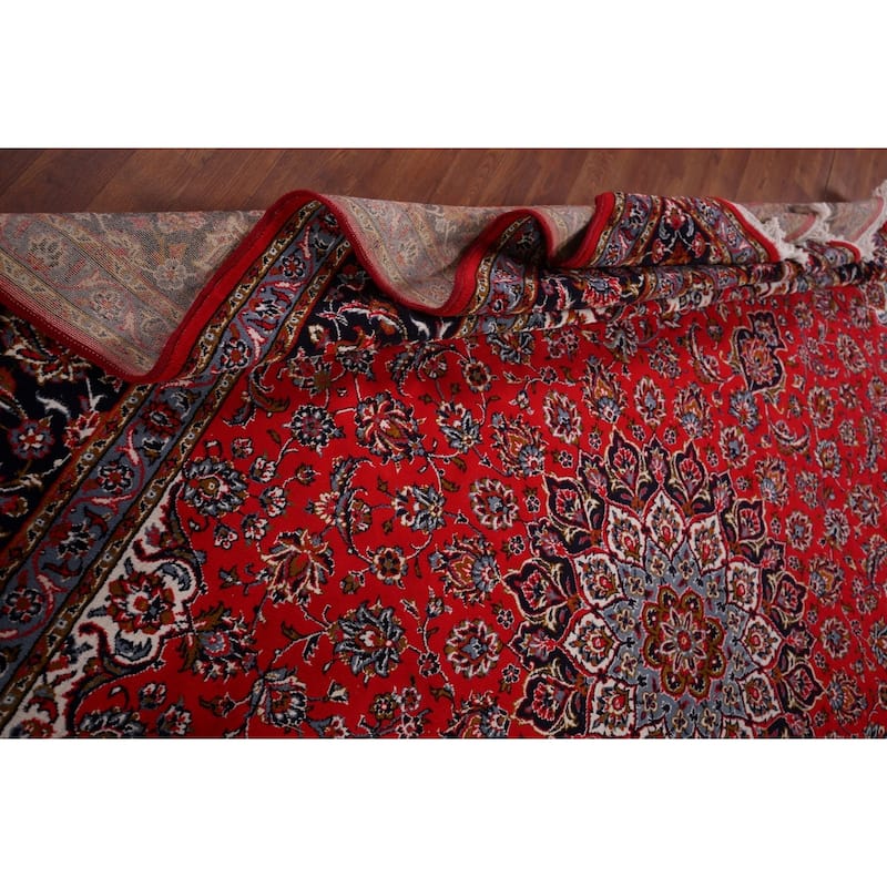Red Kashan Turkish Area Rug Machine Made Bedroom Carpet - 9'9" x 12'0"