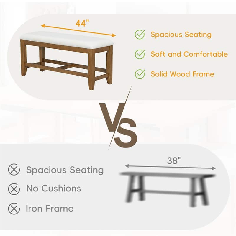 6-Piece Extendable Dining Table Set with Upholstered Chair and Bench