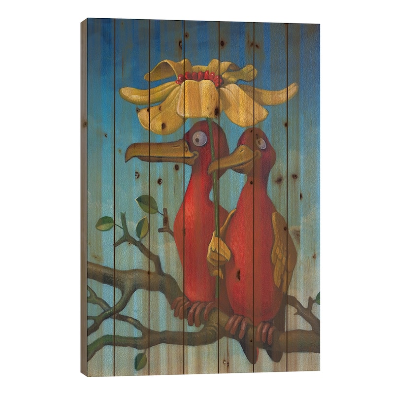 Under Mother's Parasol Print On Wood by Frank Warmerdam - Multi-Color - 26x18x1.5