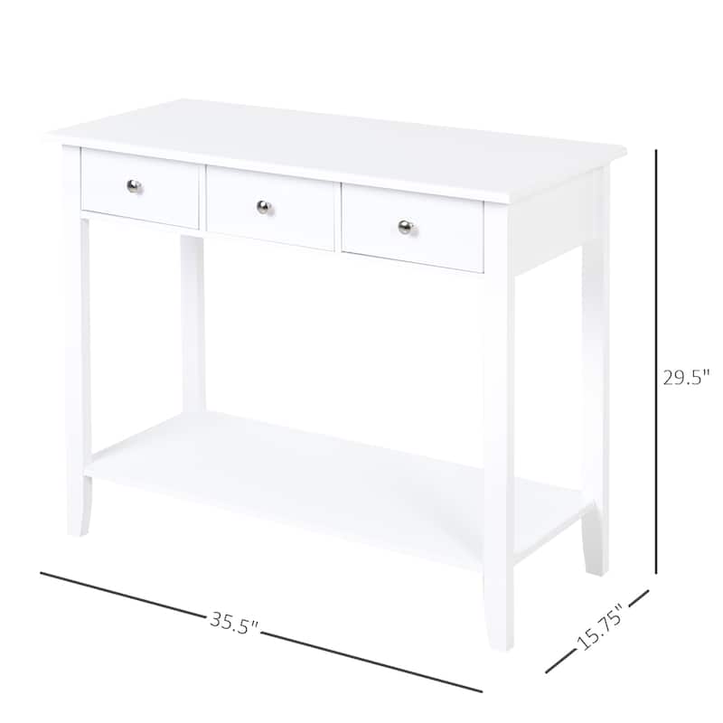 HOMCOM Console Table Industrial Desk with Drawer Bottom Shelf & Large Tabletop for Pictures, Great for the Entryway