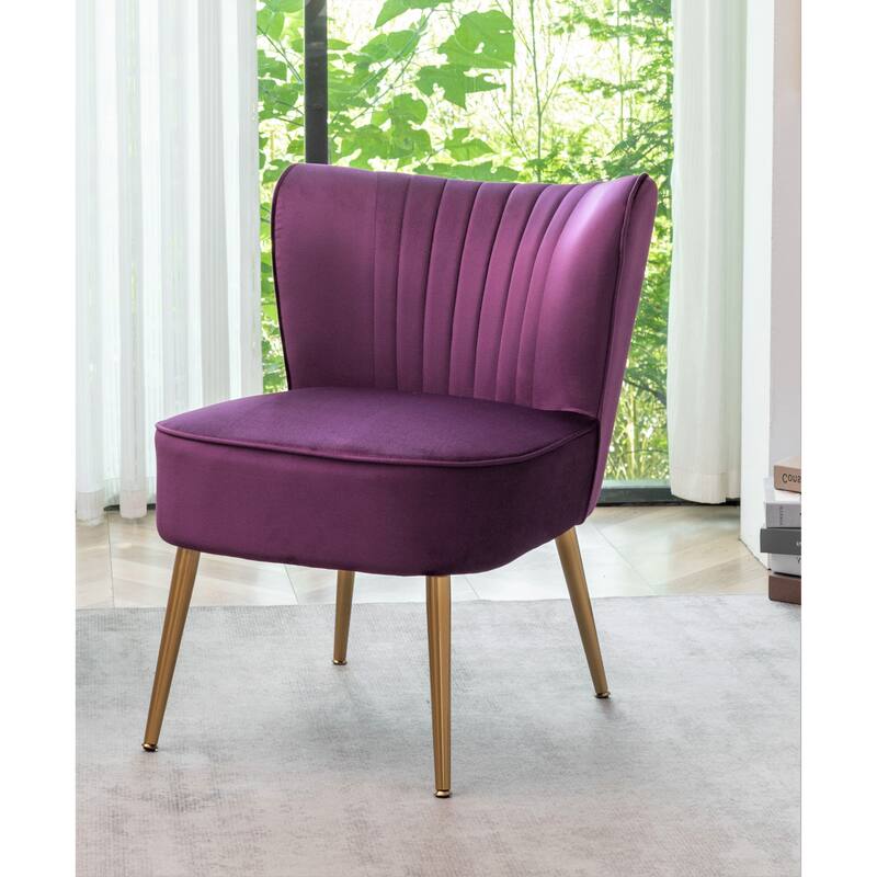 Sauter 23.2" Wide Mid-Century Modern Microfiber Accent Chair with Metal Leg