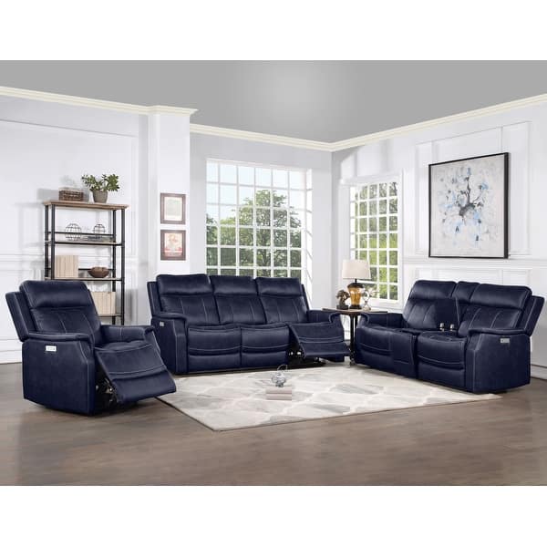 slide 1 of 27, Faux Leather Power 3-piece Reclining Set