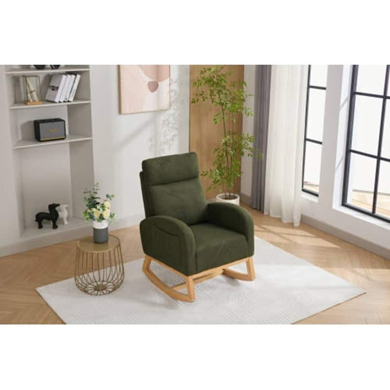 Teddy Fabric Rocking Chair With Right Pocket