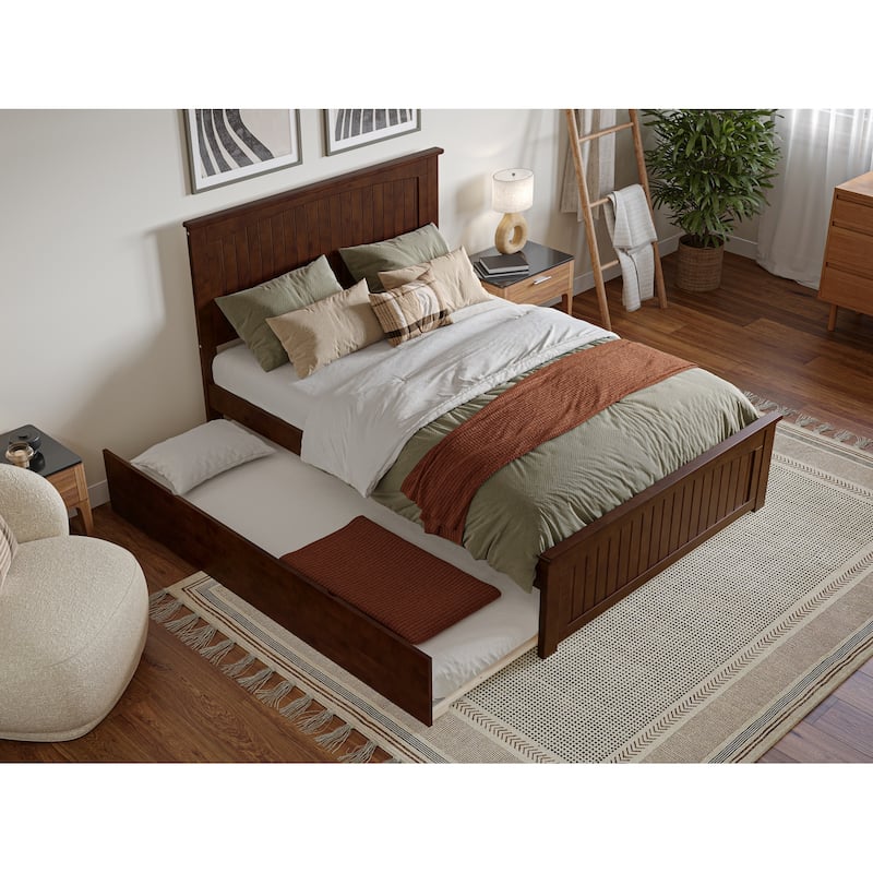 Nantucket Solid Wood Platform Bed with Matching Footboard & Twin Trundle