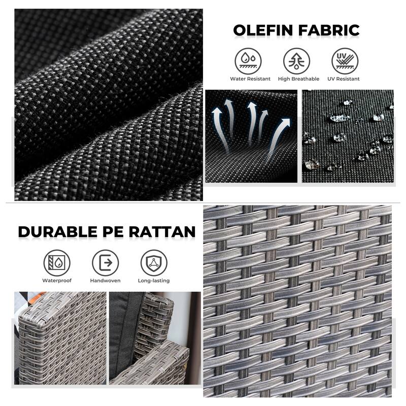 OVIOS 6-piece Patio Furniture Outdoor Wicker Set With Cozy Rectangle Fire Table