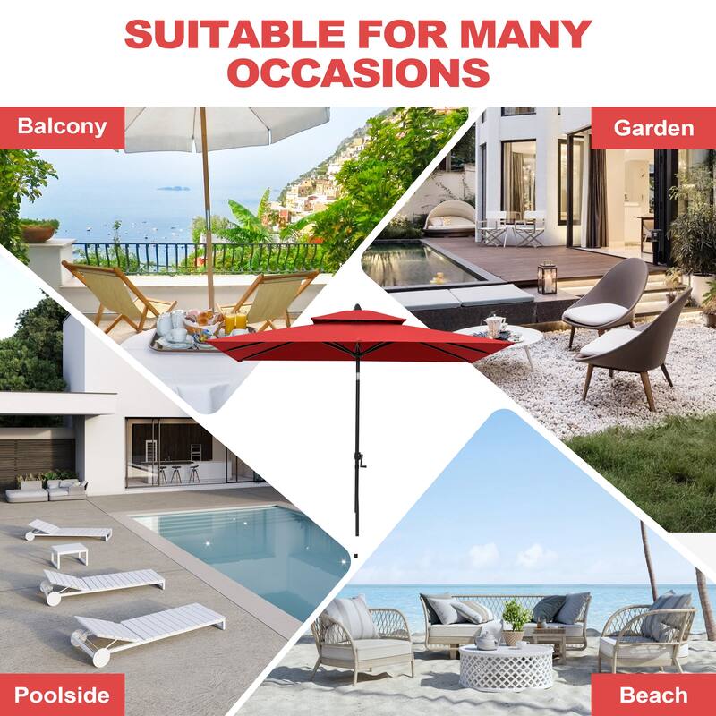 Pellebant 9 x 5 Ft Outdoor Double Top Market Umbrella