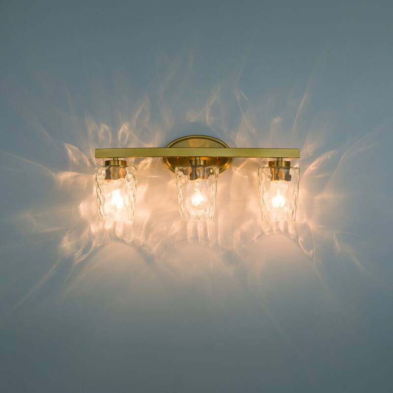 Modern Industrial 3-light Modern Bathroom Vanity Light with Art Glass