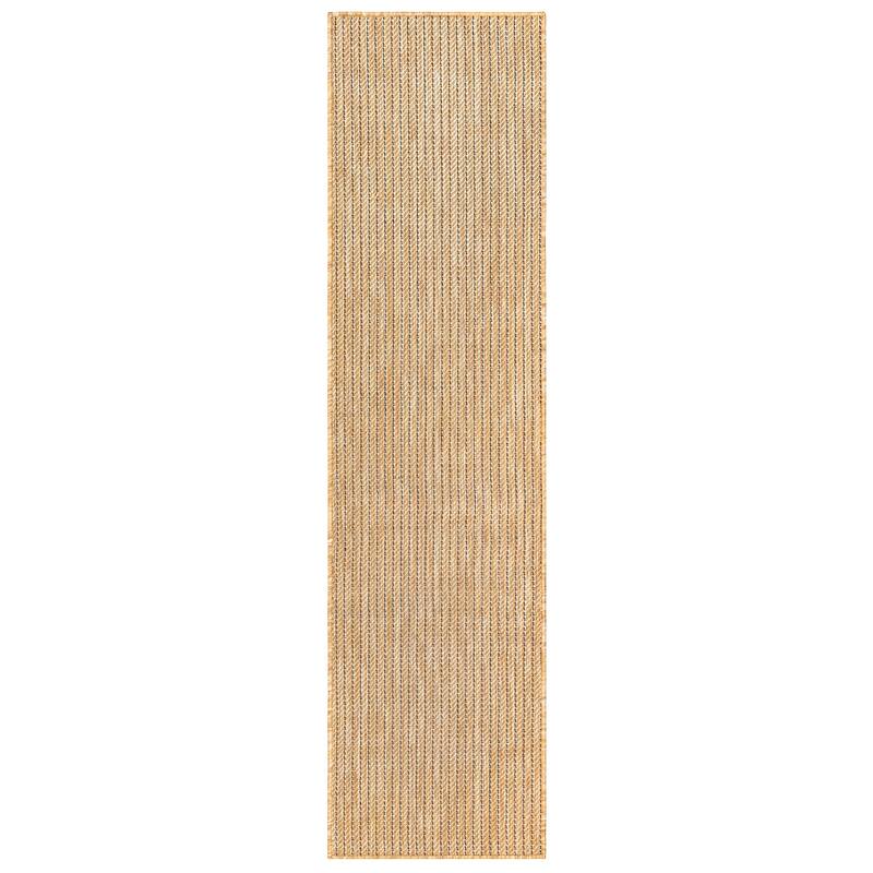Liora Manne Carmel Textured Striped Indoor/ Outdoor Area Rug - 1'11" x 7'6" Runner - Sand