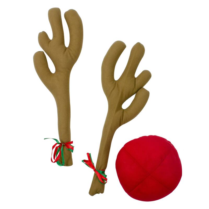 19" Brown and Red Reindeer Christmas Car Decorating Kit - Universal Size