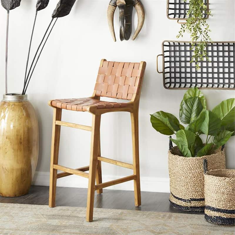 London 29-Inch Handmade Genuine Leather Bar Stool