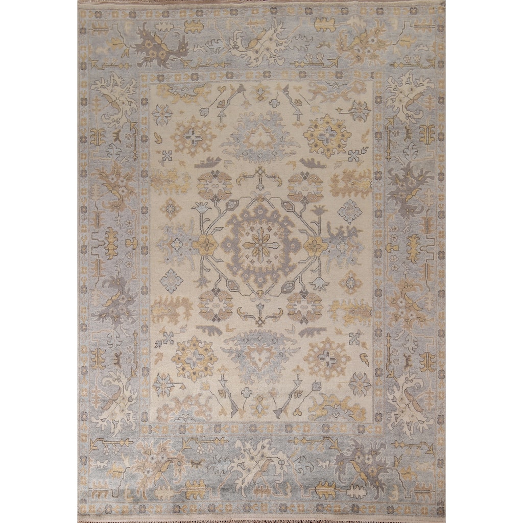Oushak Indian Area Rug Hand-Knotted Wool Carpet - 8'2"x 9'10"