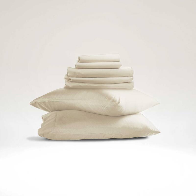 Emperyan 7 PC Bedding Set, Luxury Microfiber Duvet Cover With Sheets Bed Sets - Biege - King