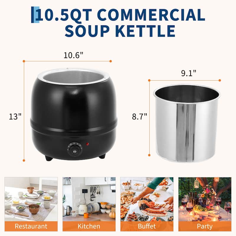 Portable Electric Drum-Type Soup Food Warmer for Restaurant, Buffet, Catering