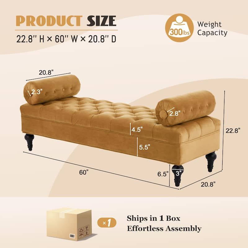 Christopher Knight Home - Anne Bedroom End-of-Bed Bench with 2 Pillows and Velvet Upholstery