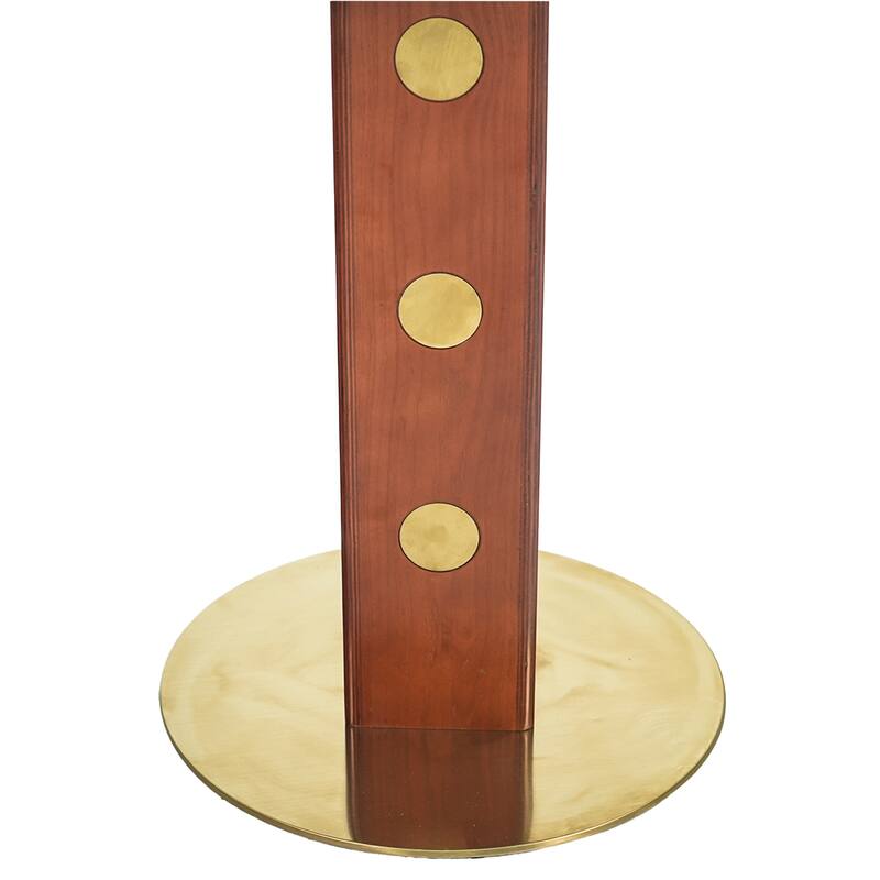 Modern Square Dining Table, 33.5" Sintered Stone Table with Wooden Leg & Gold Base, 2 - Person Kitchen Table for Small Space