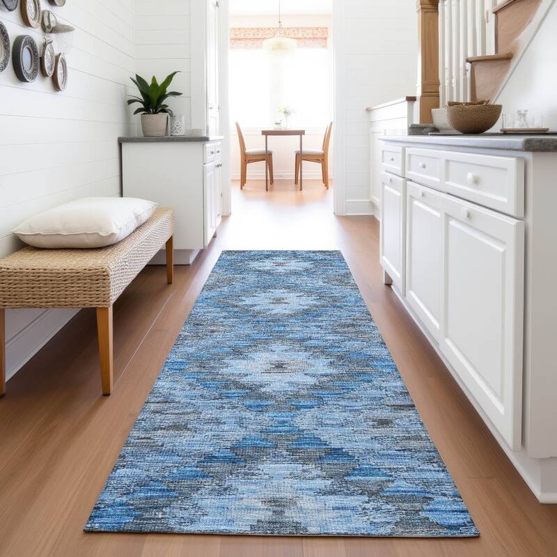 Premium Washable Super Soft Global Boho Mayfield Rug - Navy - 2'3" x 7'6"