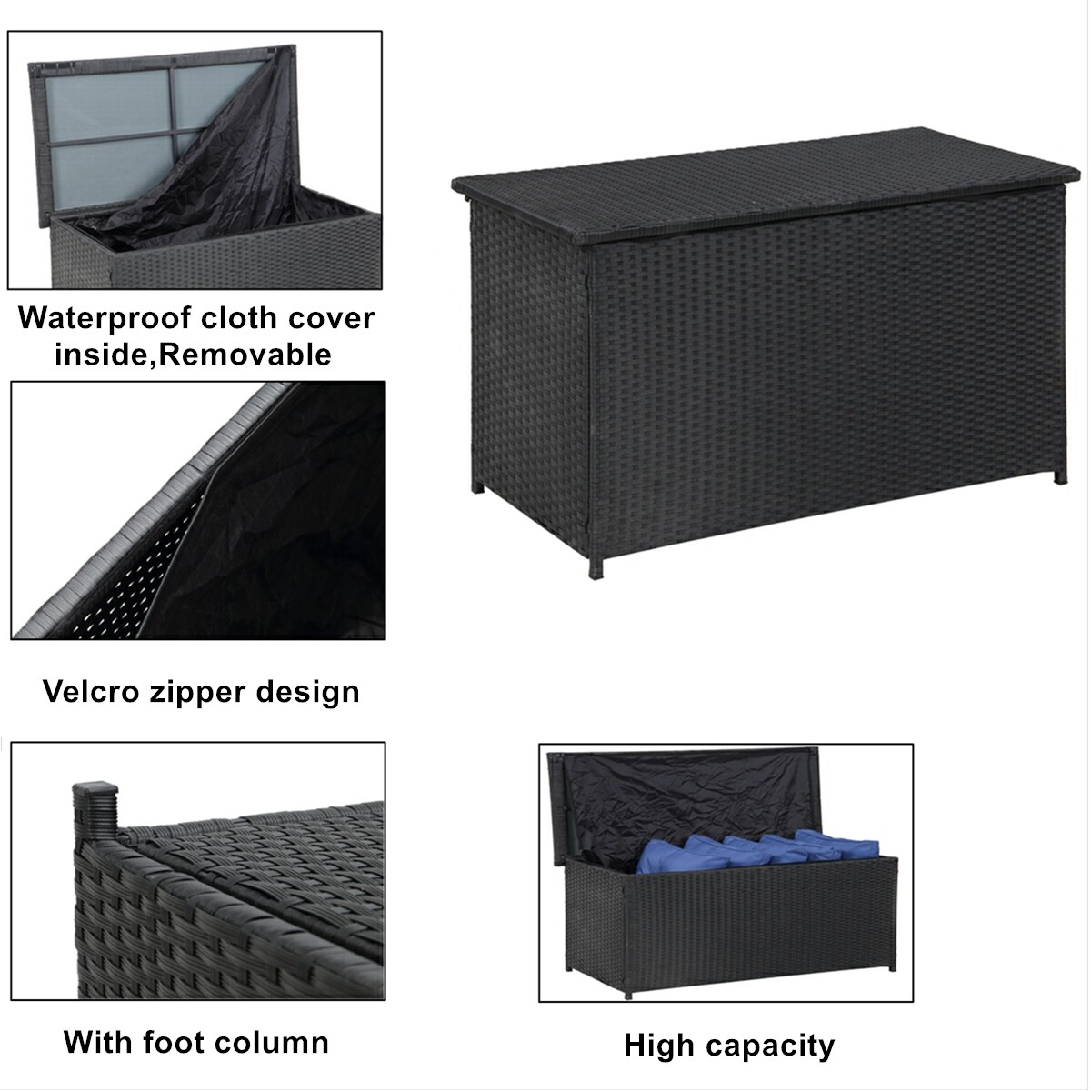 Shop Outdoor Living Wicker Patio Furniture Rectangle Storage Box