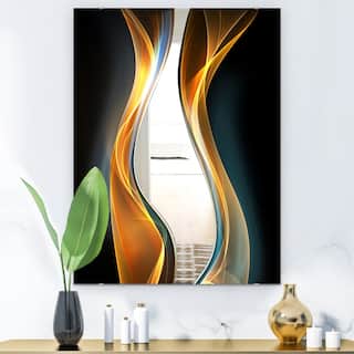 Porch & Den 'Gold Waves I' Printed Modern WallMirror - Black