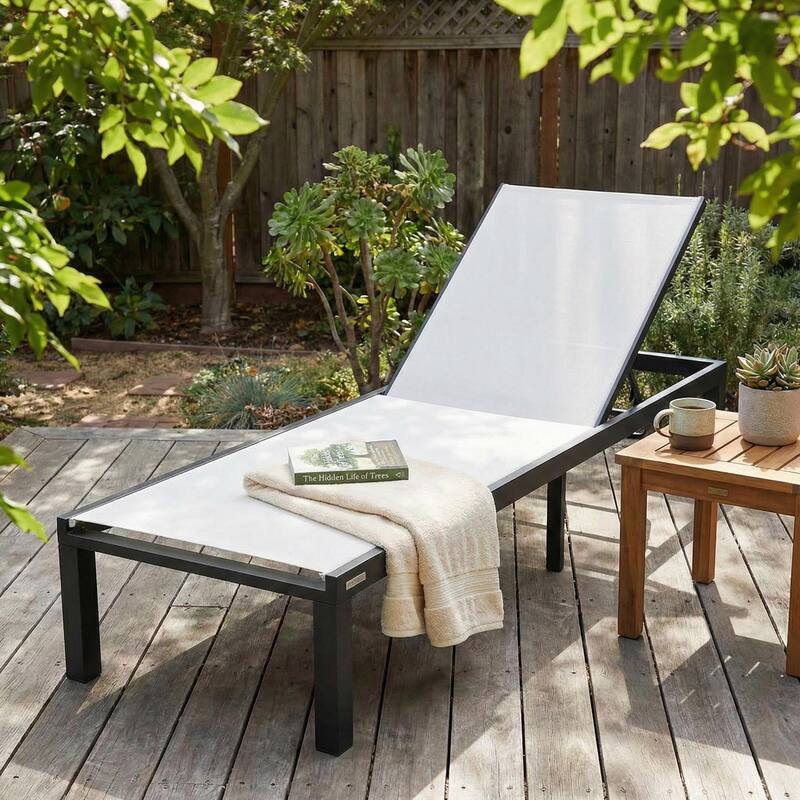 Marlin Outdoor Chaise Lounge Chair - Stackable Adjustable Recliner Sun Lounger for Pool, Beach, Patio, or Backyard