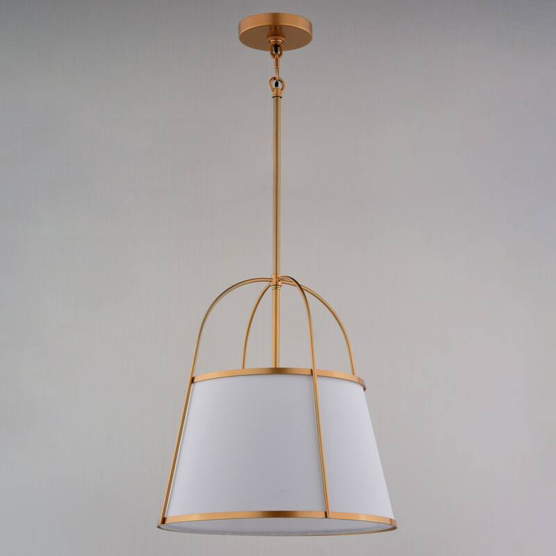 Marion 1-Light Mid-Century Modern Cone Pendant with White Fabric Shade, Adj Ht Ceiling Chandelier Dining Room Fixture
