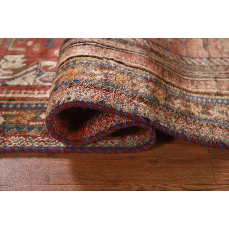 Vegetable Dye Pink Shiraz Persian Antique Rug Hand-knotted Wool Carpet - 4'5"x 6'4"