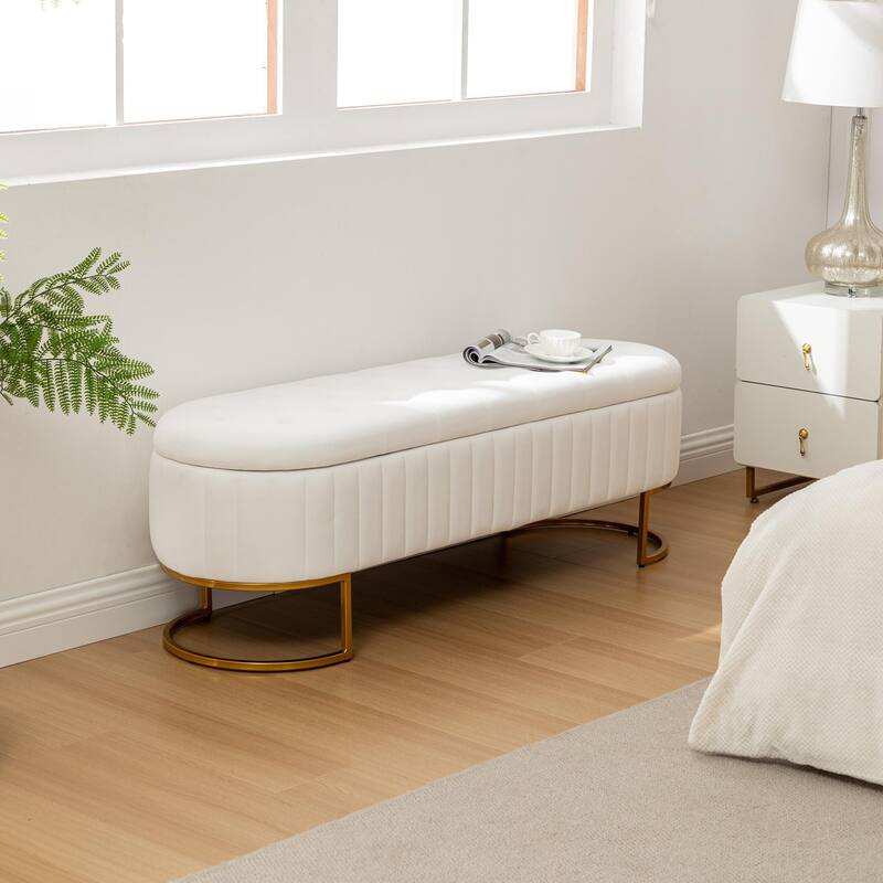 Velvet Storage Bench for Bedroom