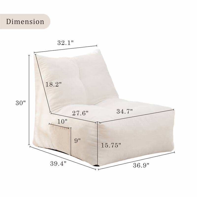 Bean Bag Chair,Lazy Floor Sofa Couch with Pocket