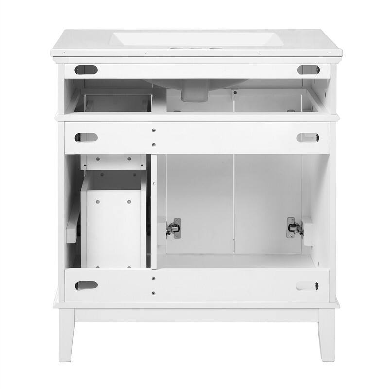 30" Bathroom Vanity with Ceramic Sink, Modern Bathroom Storage Cabinet with Soft-Close Doors, Deep Drawer & Standard Drawer