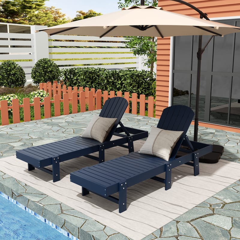 Altura Armless Poly Eco-Friendly All Weather Reclining Chaise Lounge (Set of 2) - Navy Blue