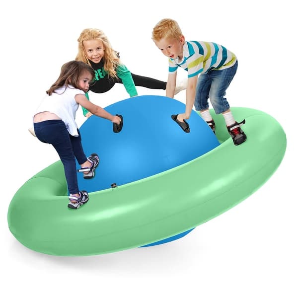 slide 2 of 13, Costway 7.5 FT Inflatable Dome Rocker Bouncer with 6 Handles Fun - See Details Green + Blue - See Details - Kids