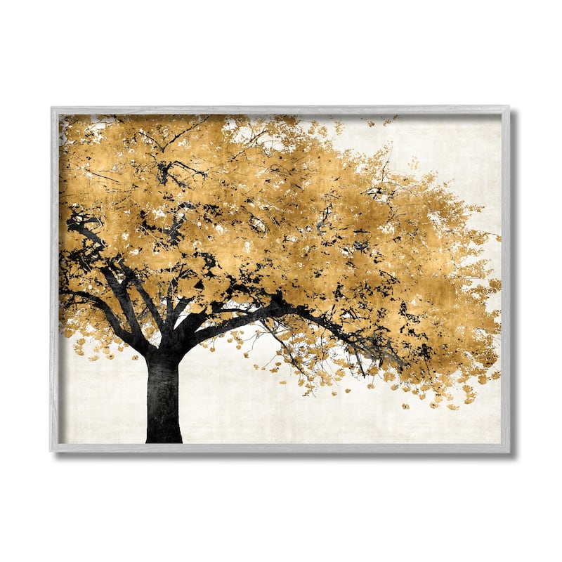 Stupell Traditional Tree with Autumn Leaves over Neutral Framed Giclee Texturized Art by Kate Bennet