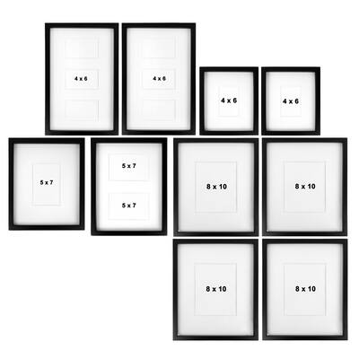10 Piece Assorted Size Picture Frame Set in Black