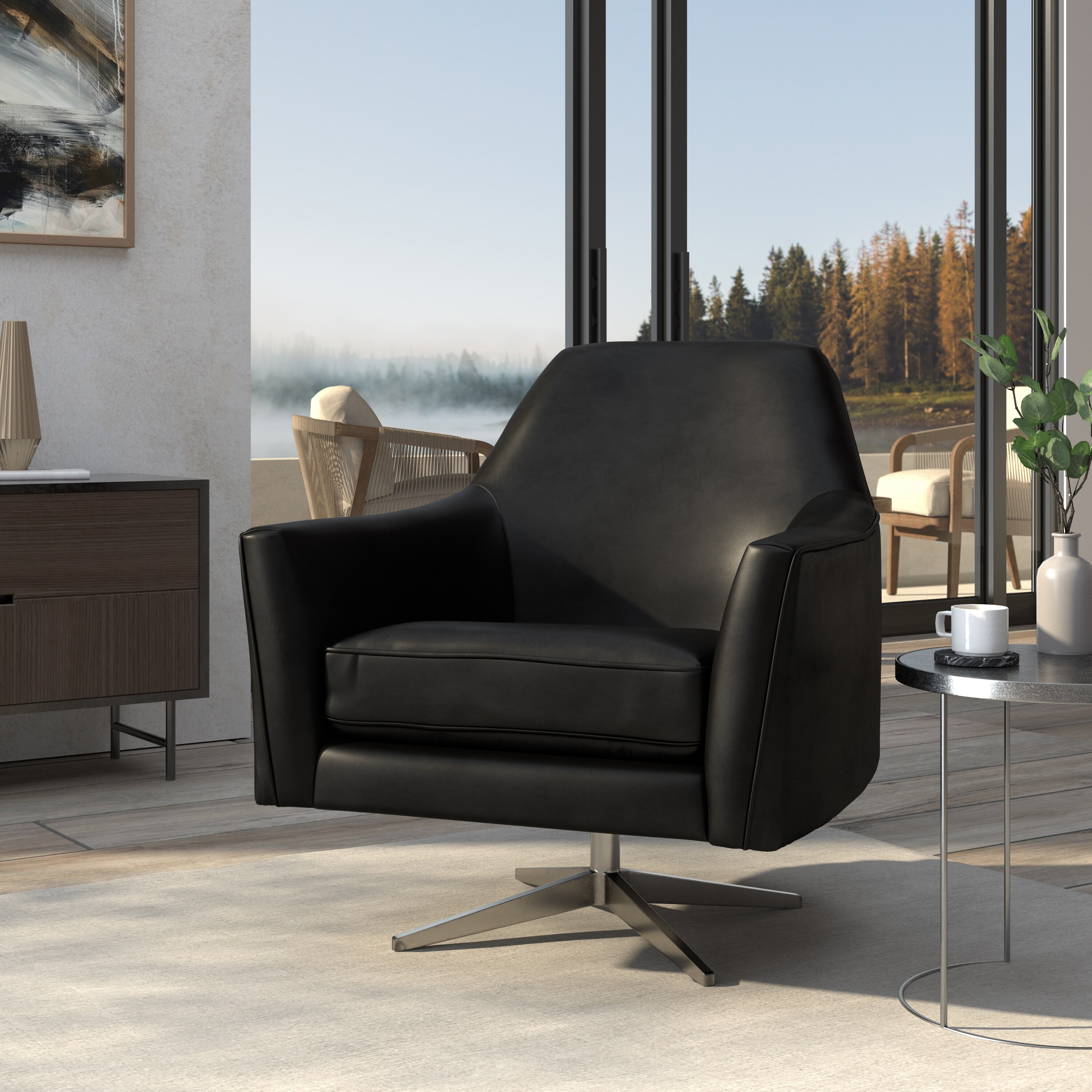 Lucas leather discount swivel base chair