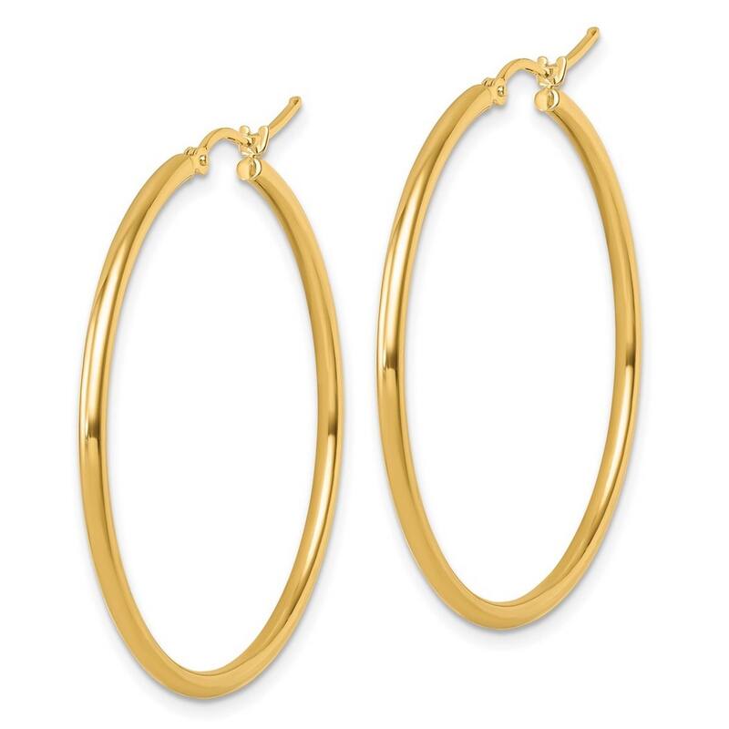 Curata 14k Yellow Gold 40x2mm Polished Hinged Hoop Earrings