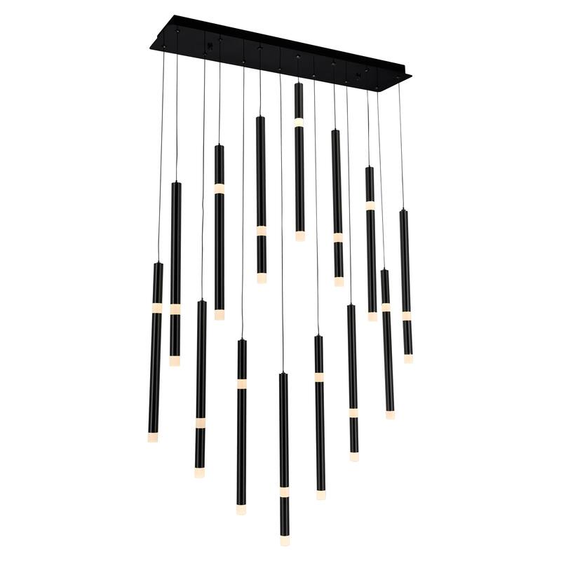 Flute Integrated LED 32in Black Chandelier