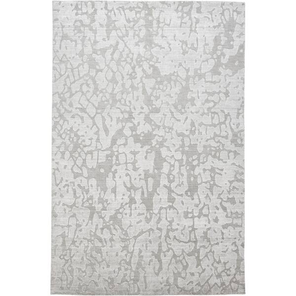 Ananya Abstract Viscose Rug, Highlow, Silver Gray, Accent Rug Bed