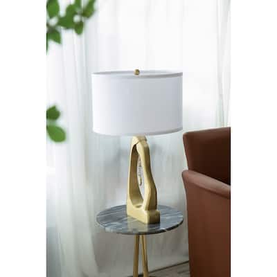 A&B Home Geode Shaped Table Lamp with Drum Shade