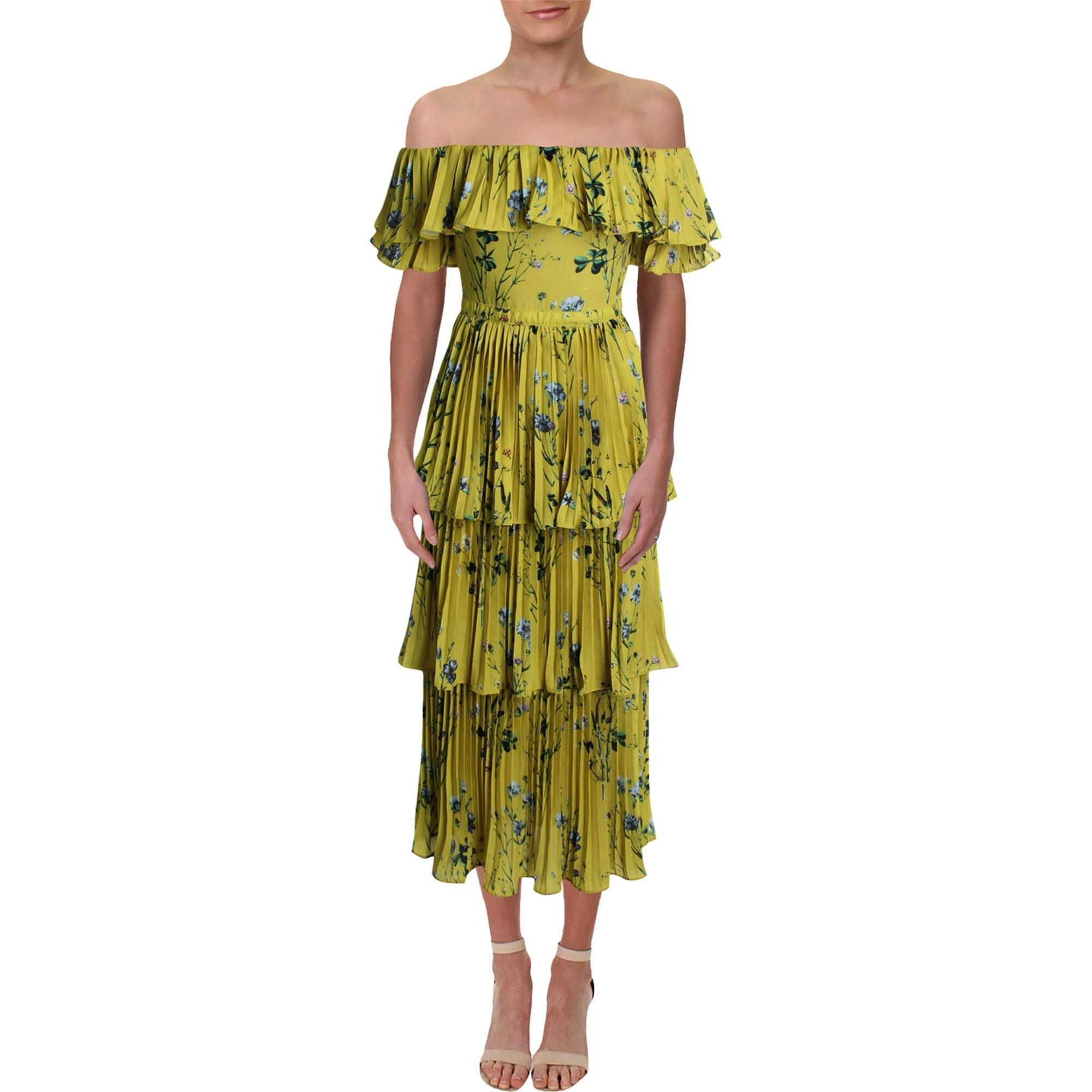 aqua pleated tiered floral maxi dress