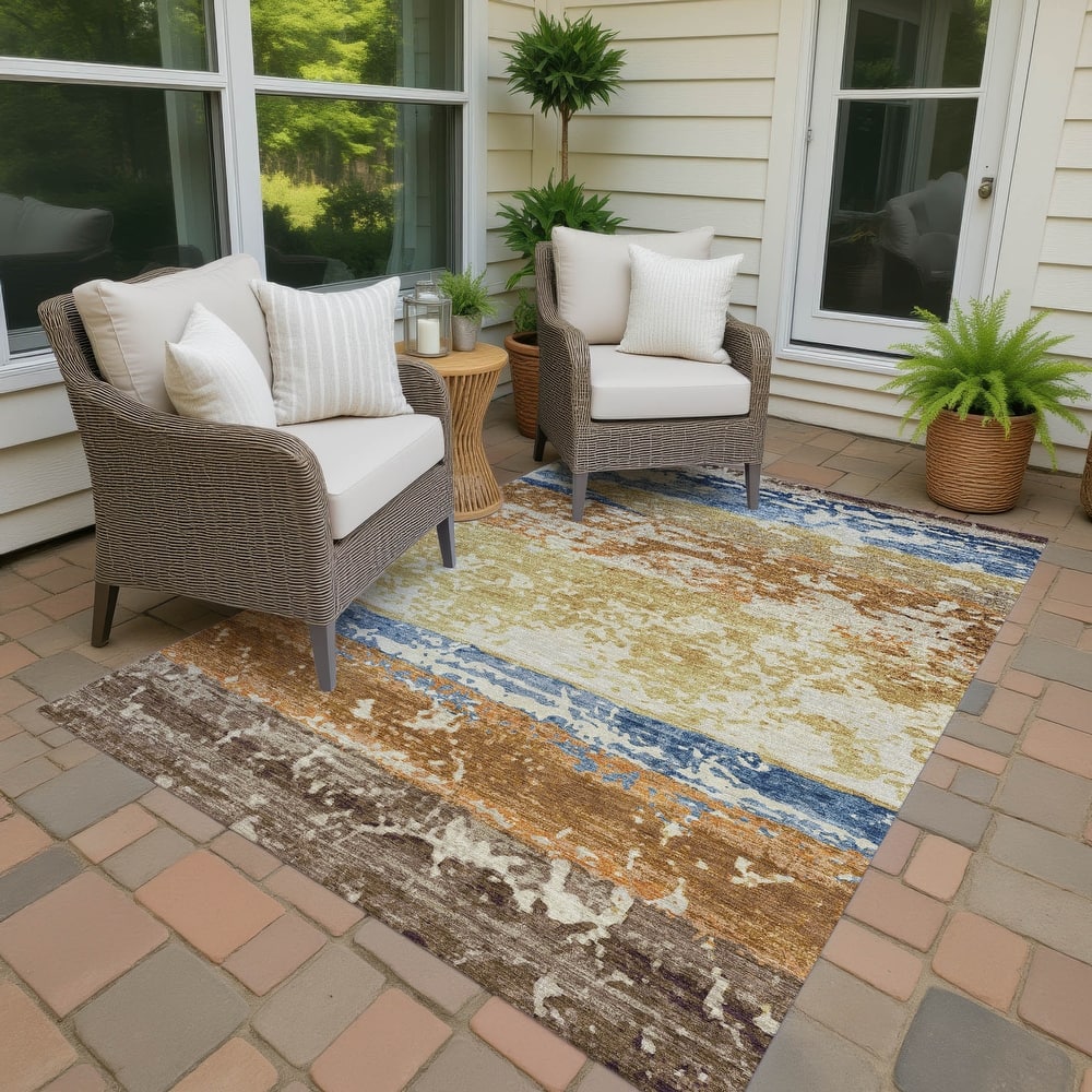 Machine Washable Indoor/ Outdoor Vintage Ombre Chantille Rug