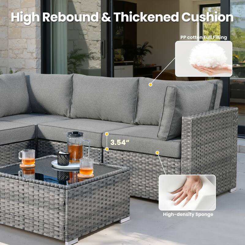 XIZZI 9-Piece Patio Wicker Furniture Swivel Chair Set with Fire Pit