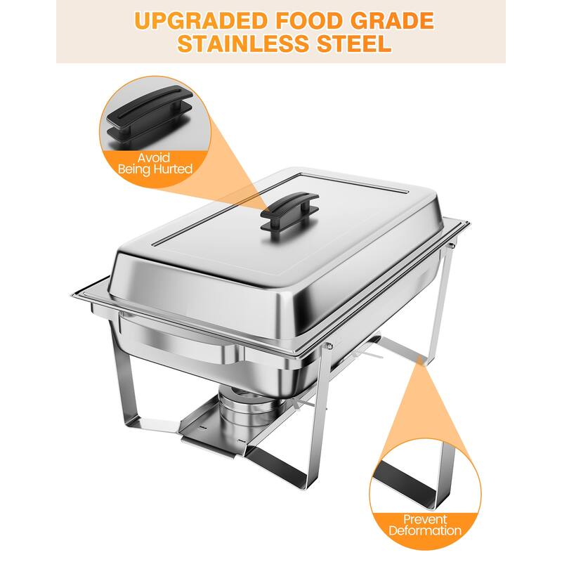 Chafing Dish Buffet Set 8 QT Stainless Steel Chafer Buffet Food Servers and Warmers Set