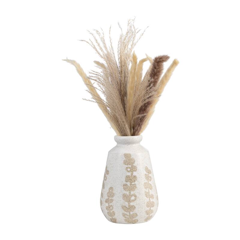 Sagebrook Home Decorative Ivory Botanical Floral Ceramic Vase